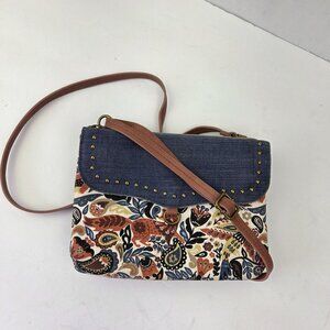 Sakroots Austen Double Gusset Crossbody Bag With Studded Denim Flap
